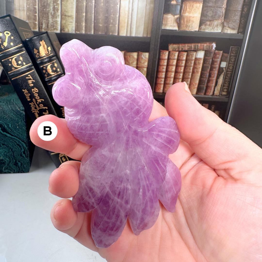 Kunzite Goldfish Carving Koi Fish | US Seller | Healing Crystal Energy Reiki Altar