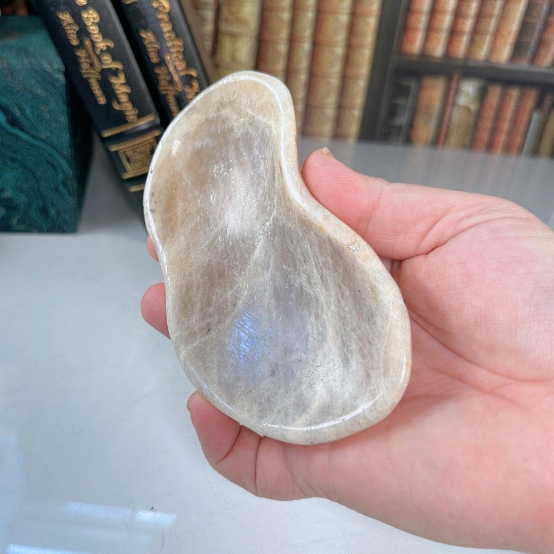 Flashy Blue Moonstone Bowl Sunstone | US Seller | Chakra Healing, Reiki Healing Altar Balance Intuition
