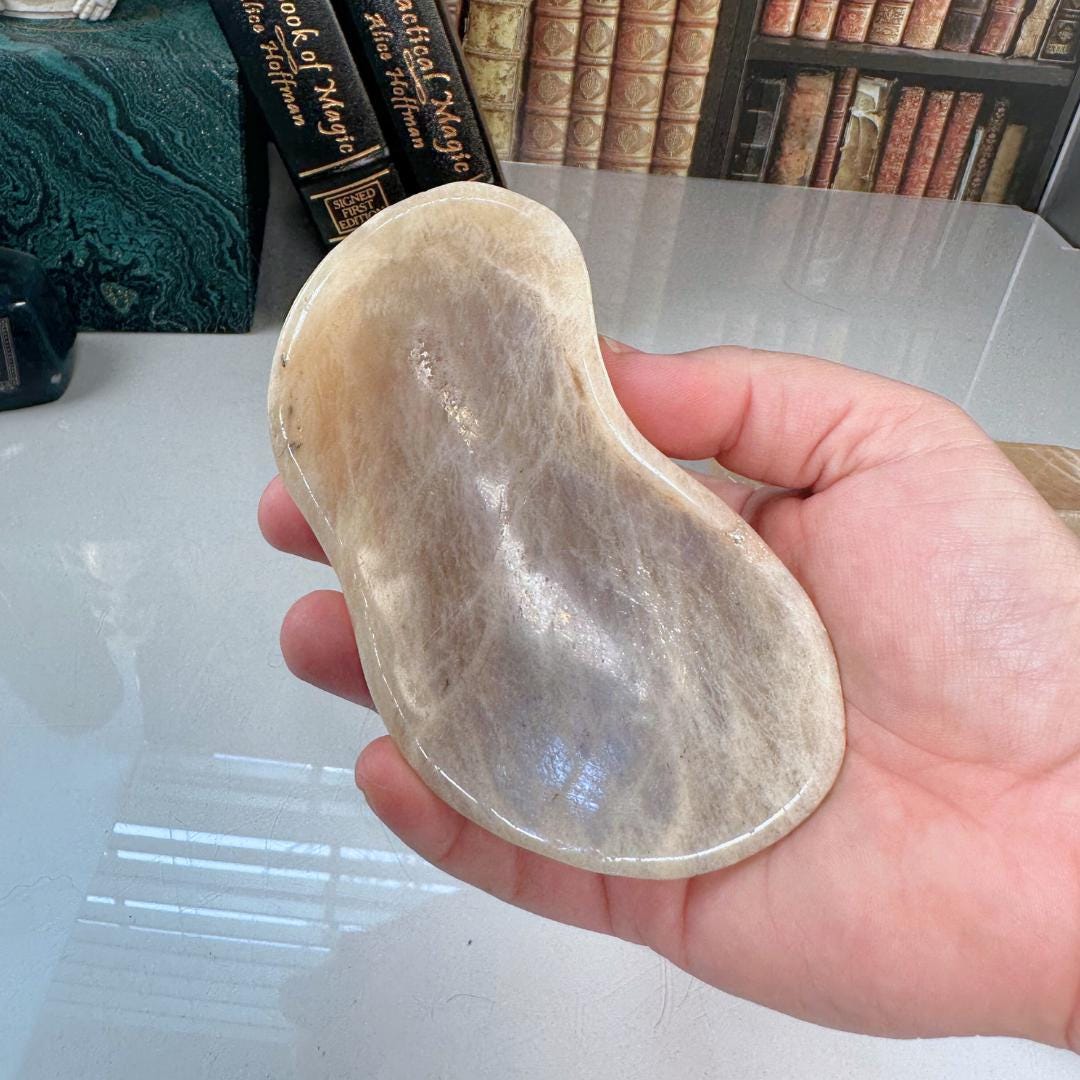 Flashy Blue Moonstone Bowl Sunstone | US Seller | Chakra Healing, Reiki Healing Altar Balance Intuition
