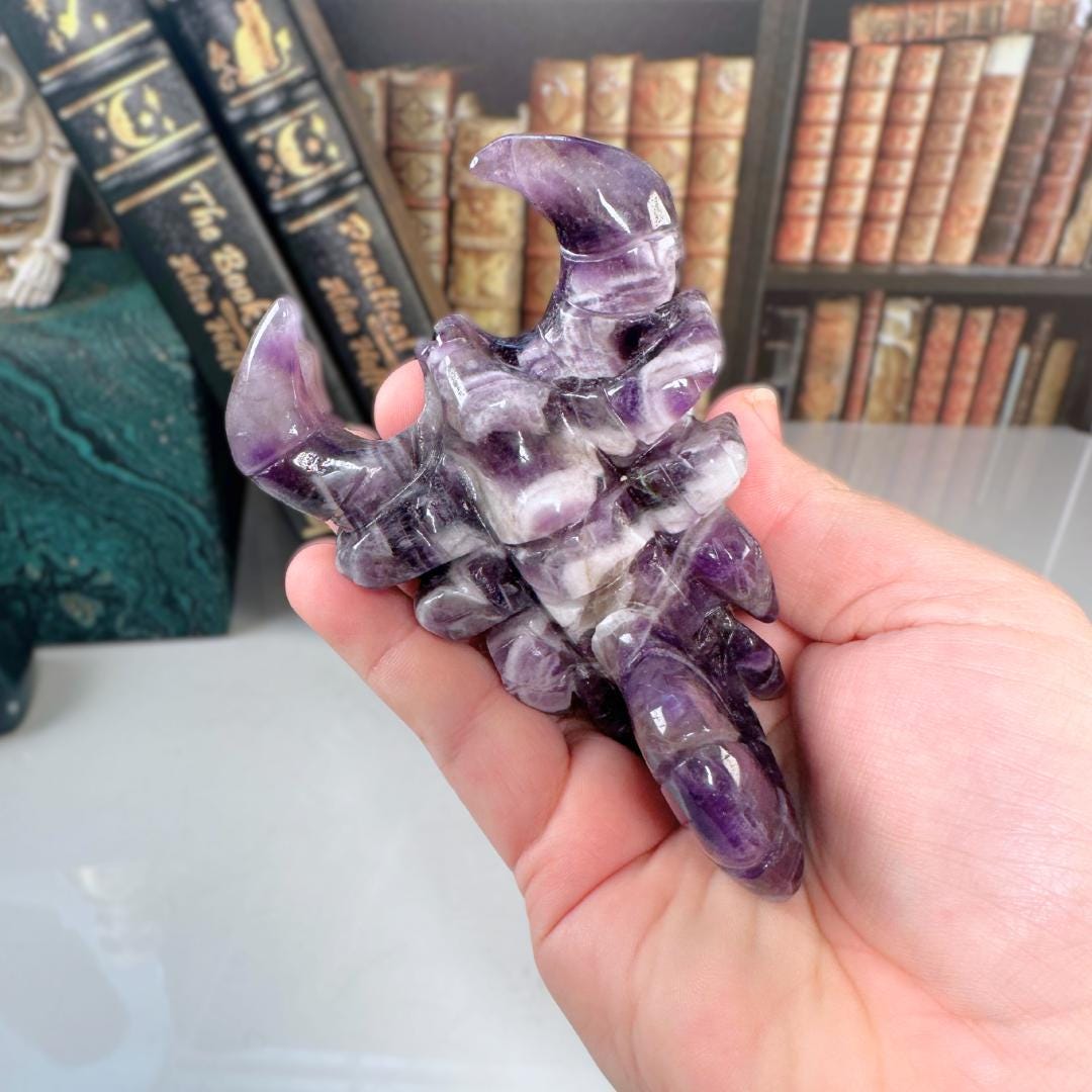 Chevron Amethyst Scorpion | US Seller | Carving Healing Quartz Crystal Dream Amethyst
