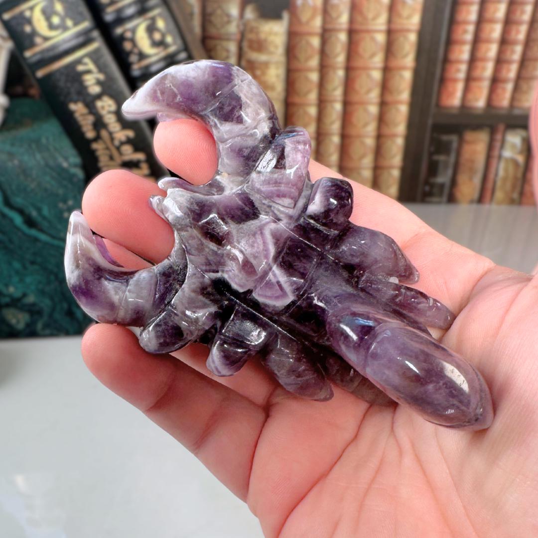 Chevron Amethyst Scorpion | US Seller | Carving Healing Quartz Crystal Dream Amethyst