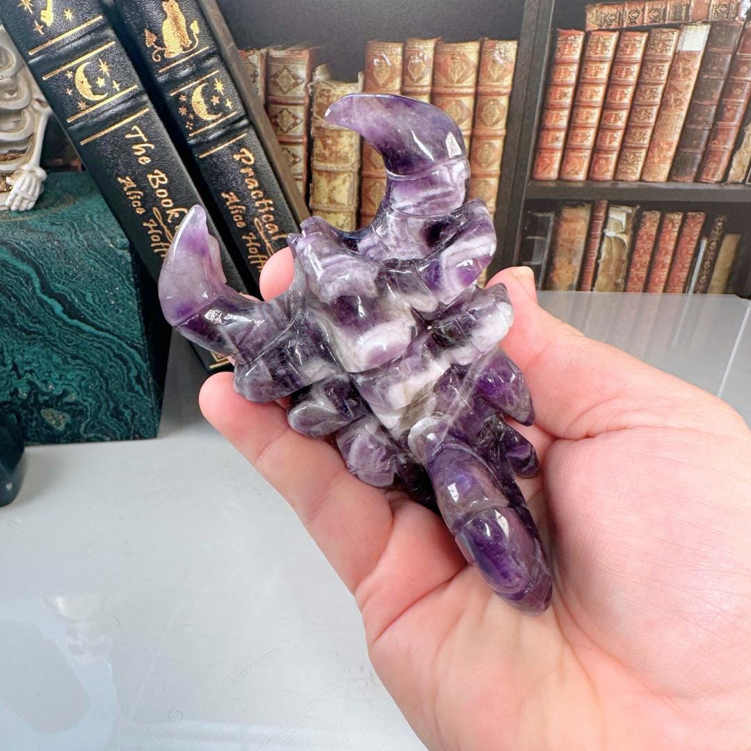Chevron Amethyst Scorpion | US Seller | Carving Healing Quartz Crystal Dream Amethyst
