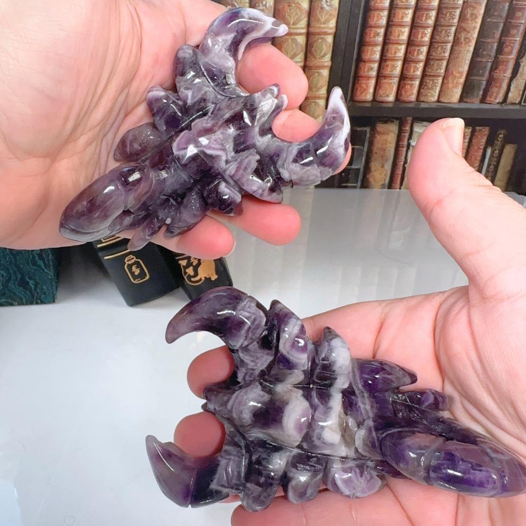 Chevron Amethyst Scorpion | US Seller | Carving Healing Quartz Crystal Dream Amethyst