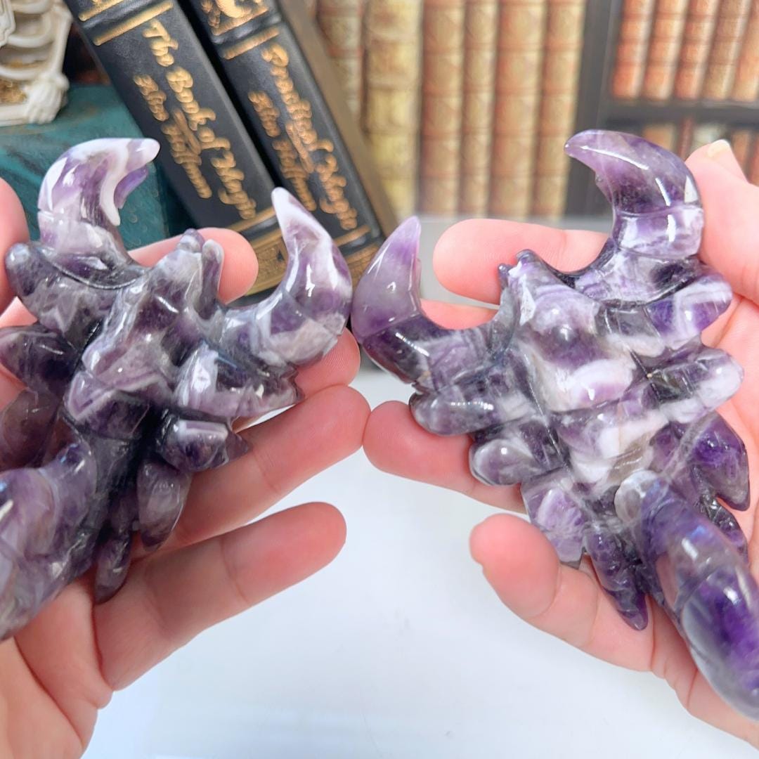 Chevron Amethyst Scorpion | US Seller | Carving Healing Quartz Crystal Dream Amethyst