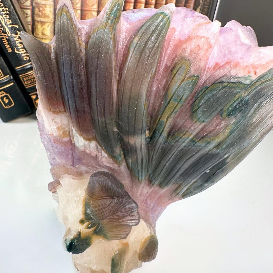 XL Druzy Agate Fox Crystal Carving Geode Statement Piece