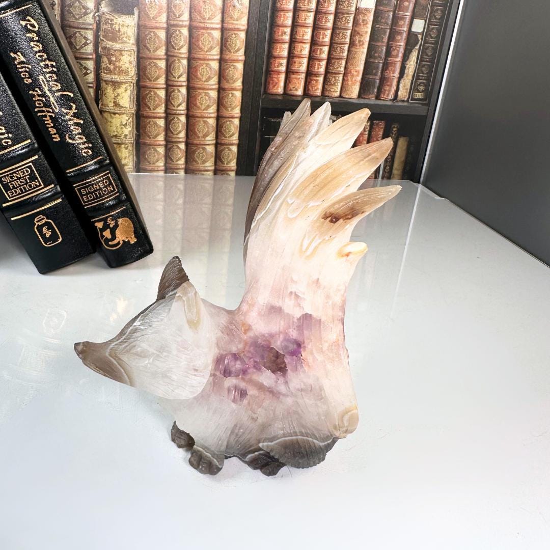 XL Druzy Agate Fox Crystal Carving Geode Statement Piece