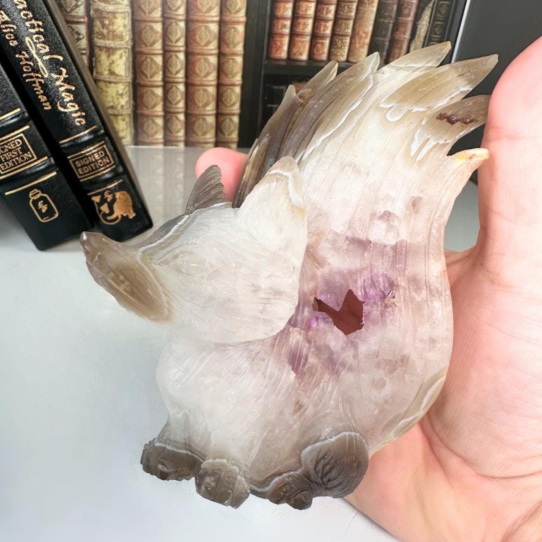 XL Druzy Agate Fox Crystal Carving Geode Statement Piece