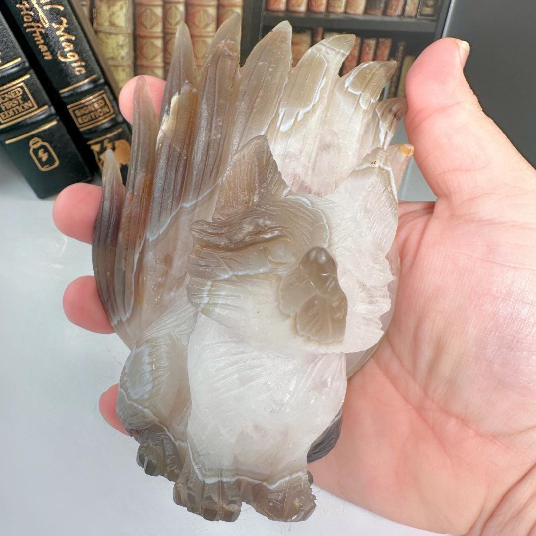 XL Druzy Agate Fox Crystal Carving Geode Statement Piece
