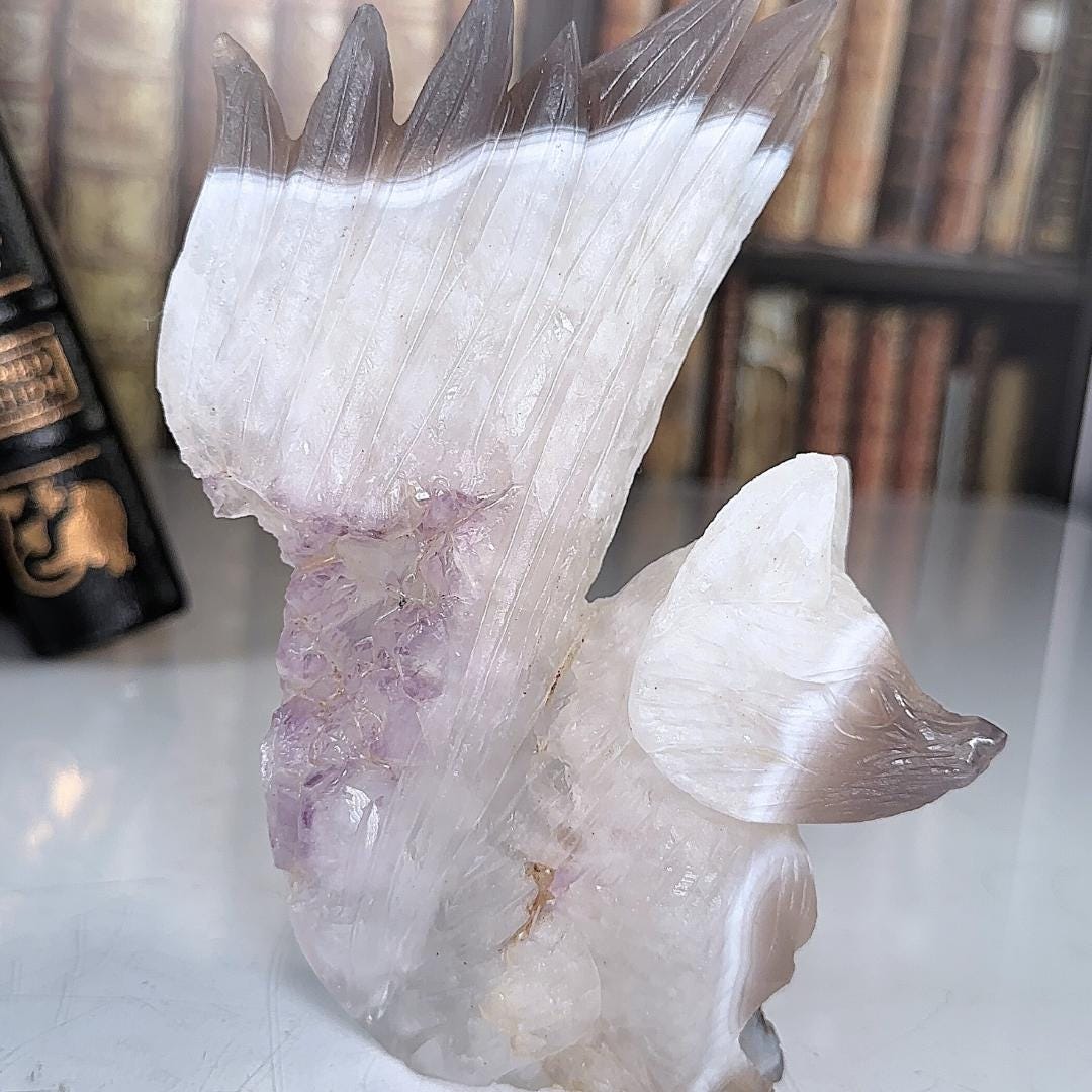 Druzy Agate Amethyst Fox Crystal Carving Geode Statement Piece
