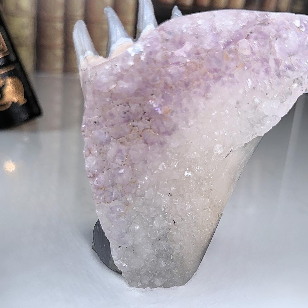 Druzy Agate Amethyst Fox Crystal Carving Geode Statement Piece