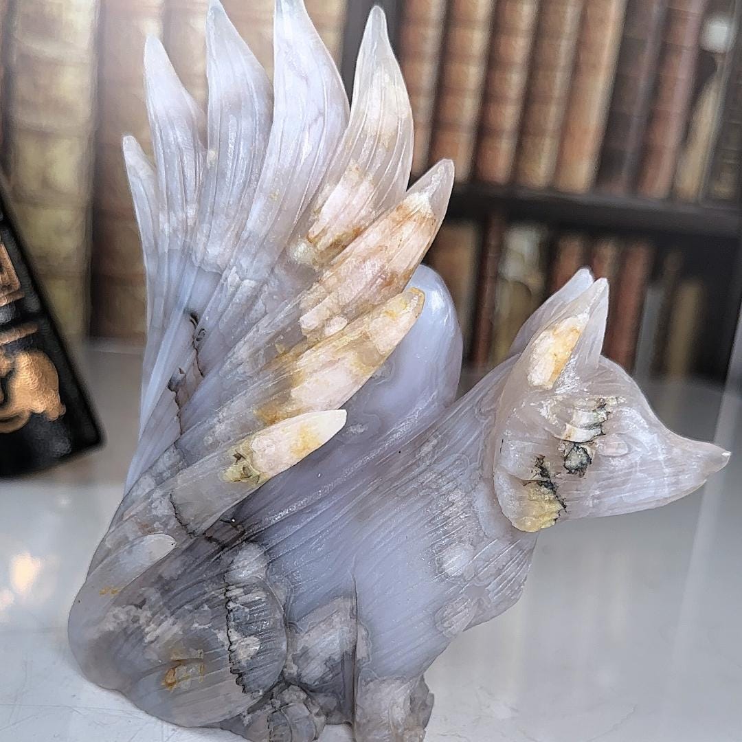 Druzy Agate Amethyst Fox Crystal Carving Geode Statement Piece