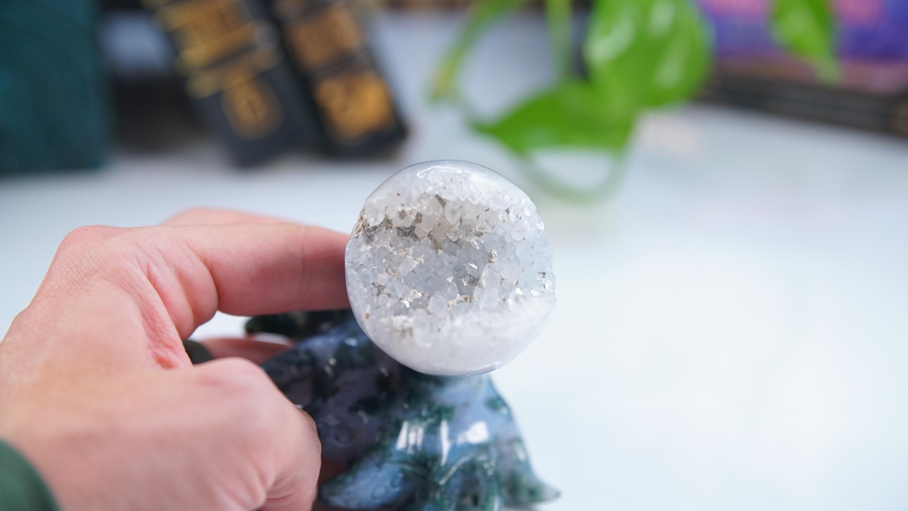 Druzy Moss Agate Octopus Crystal Penguin Carving Geode Statement Piece