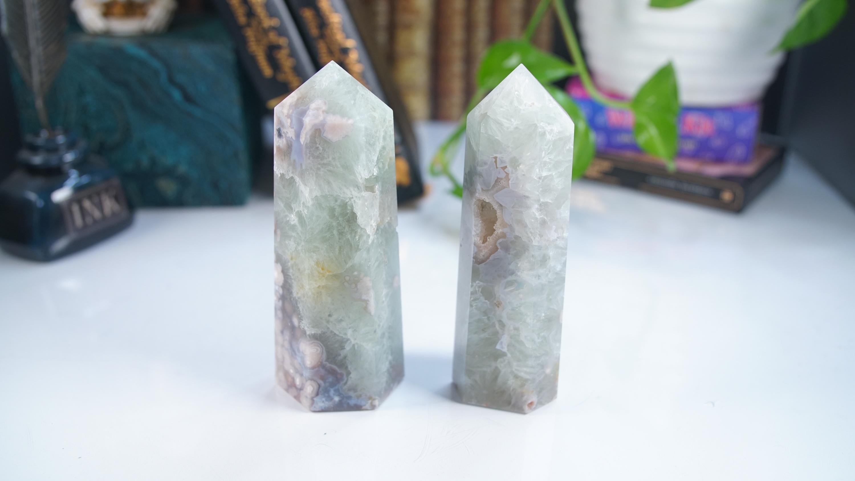 Green Quartz Pink Amethyst Tower Points Wand Spiritual Meditation Energy Reiki Quartz Stone Points Healing Love