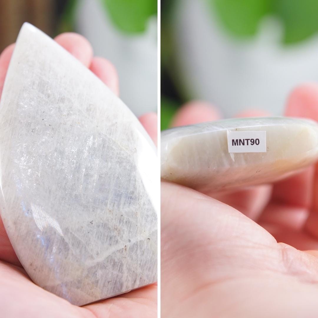 Stunning Blue Flash Moonstone Teardrop Carving | US Seller | Natural Moonstone Healing Crystal Polished Moonstone Stone