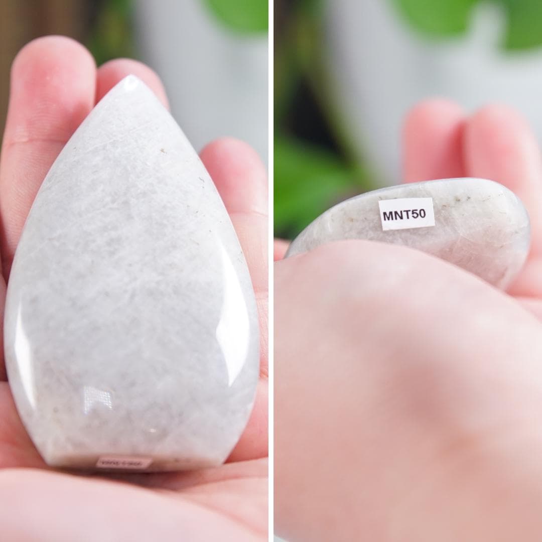 Stunning Blue Flash Moonstone Teardrop Carving | US Seller | Natural Moonstone Healing Crystal Polished Moonstone Stone