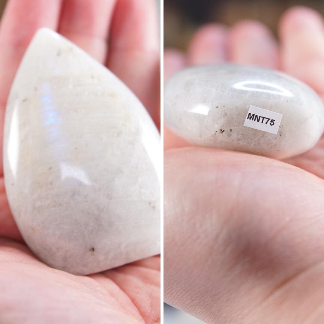 Stunning Blue Flash Moonstone Teardrop Carving | US Seller | Natural Moonstone Healing Crystal Polished Moonstone Stone