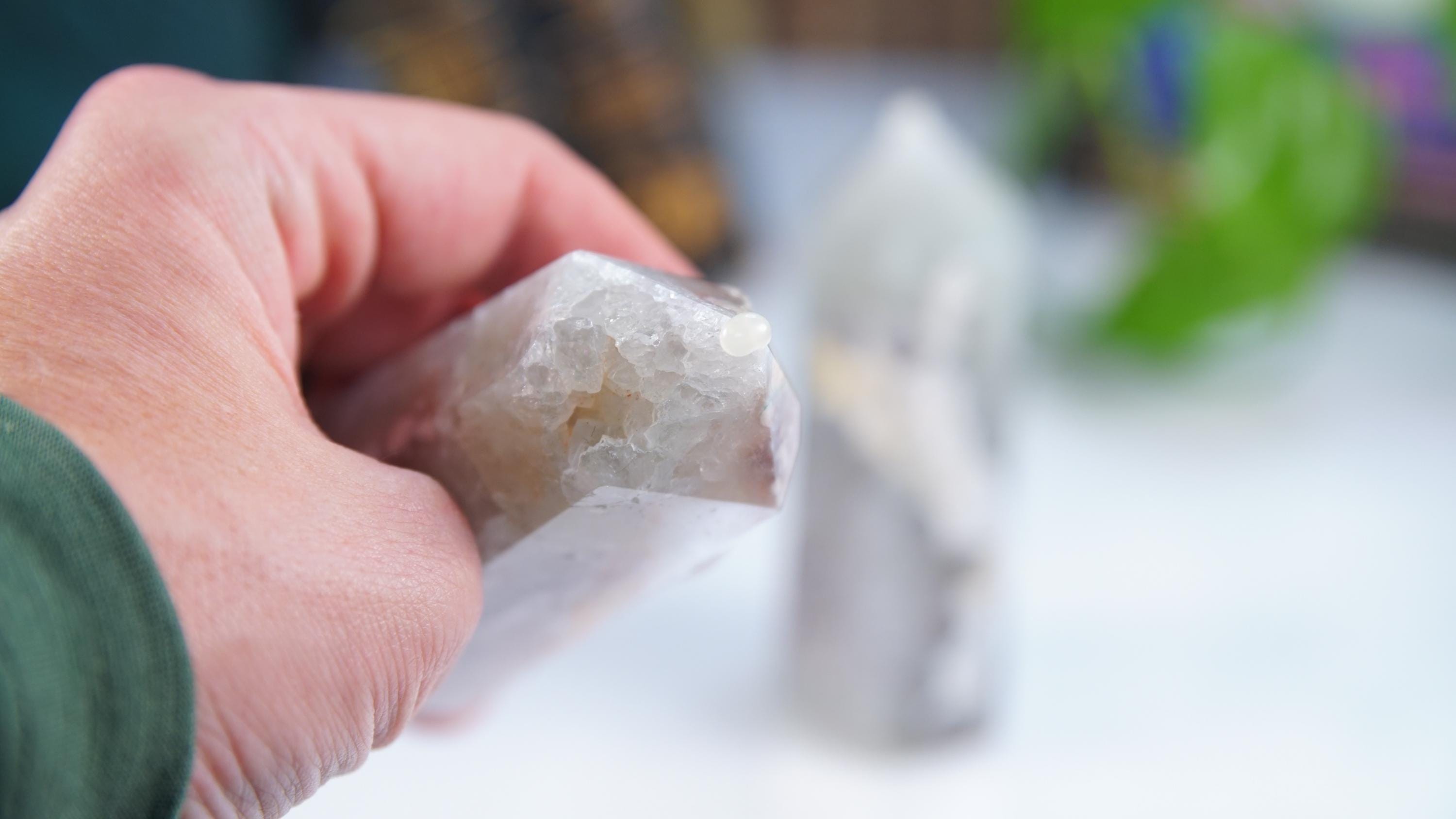 Green Quartz Pink Amethyst Tower Points Wand Spiritual Meditation Energy Reiki Quartz Stone Points Healing Love