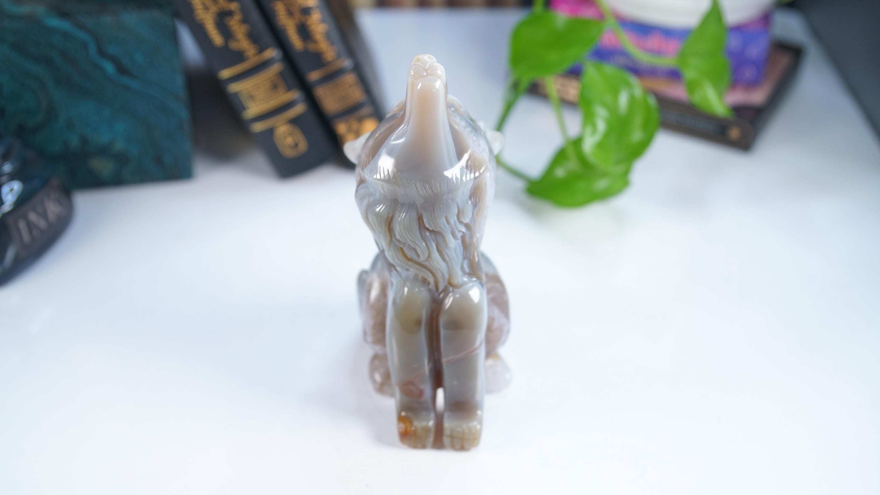 XL Druzy Agate Wolf Crystal Carving Geode Statement Piece