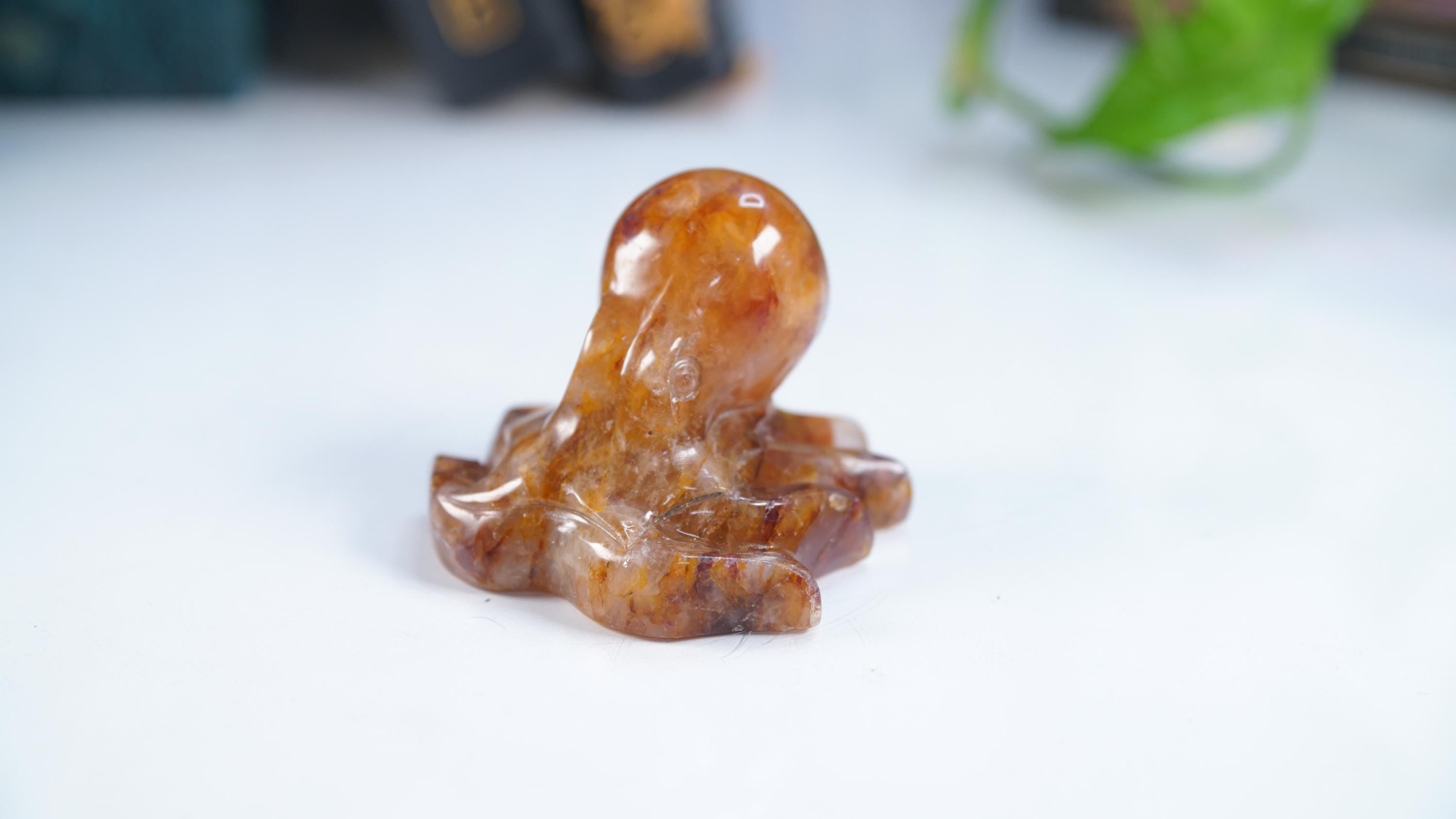 Golden Healer Octopus Stone Carving Sculpture Healing Altar Reiki Feng Shui Altar