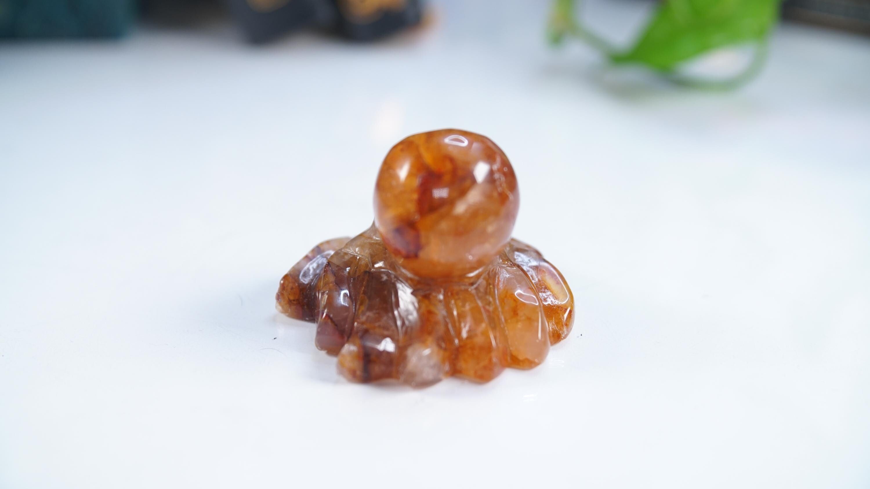 Golden Healer Octopus Stone Carving Sculpture Healing Altar Reiki Feng Shui Altar