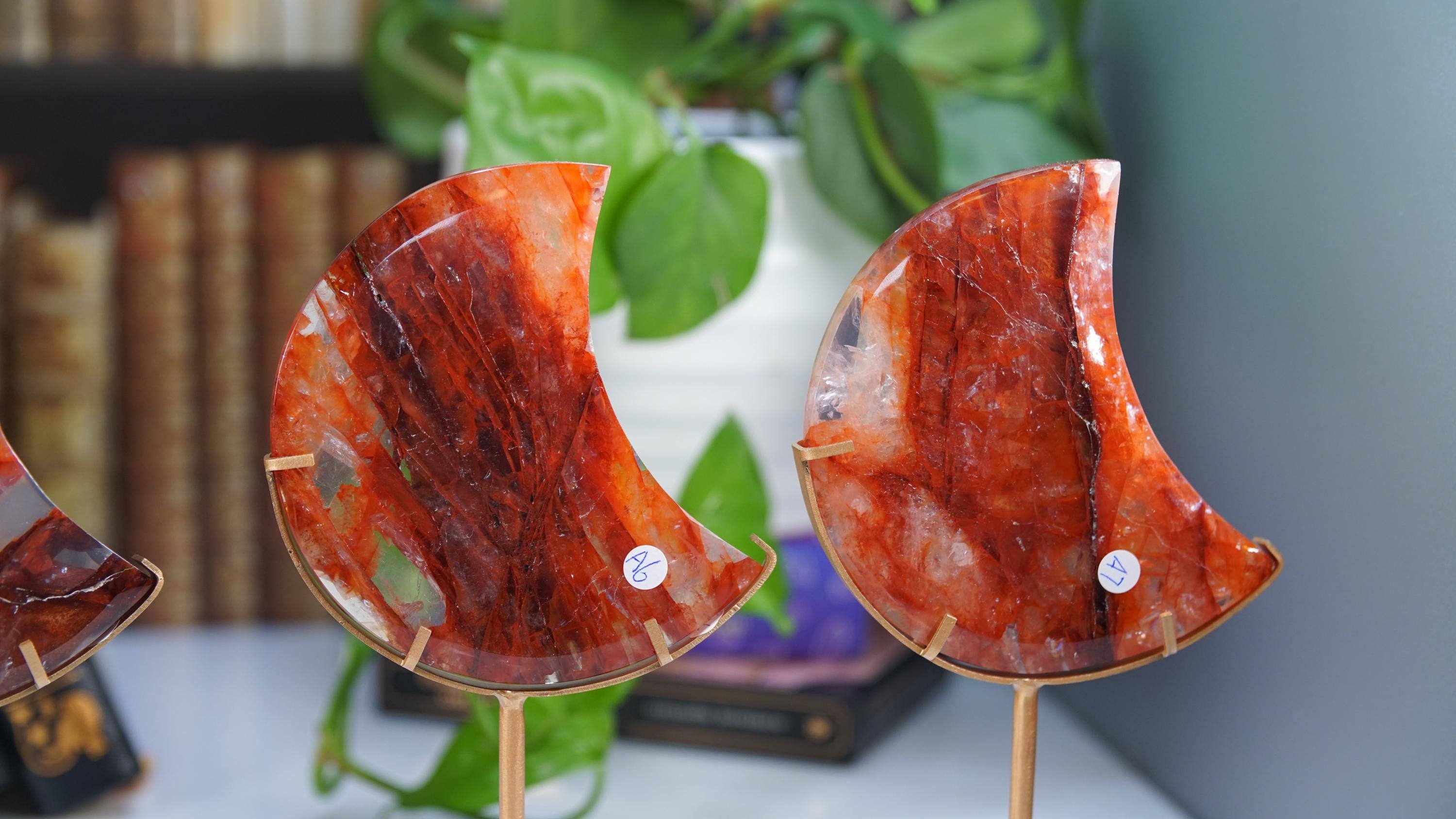 Fire Quartz Moon With Stand | High Quality Crystal | Rose Quartz | US Seller