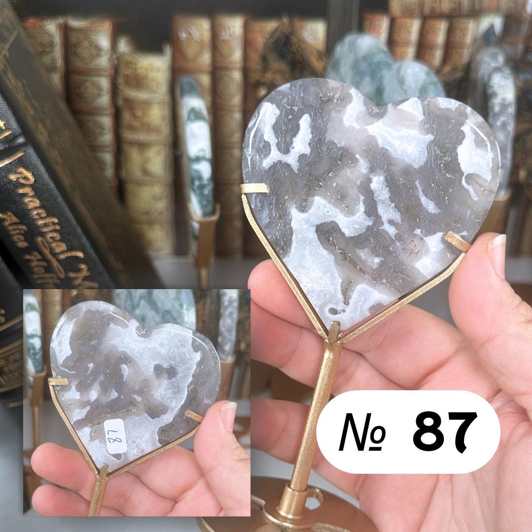 Moss Agate Heart With Stand | High Quality Crystal | Moss Agate | US Seller