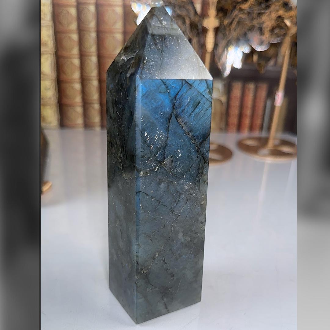 Large Flashy Labradorite Tower Crystal | Chakra Healing Reiki Stone | Perfect for Meditation