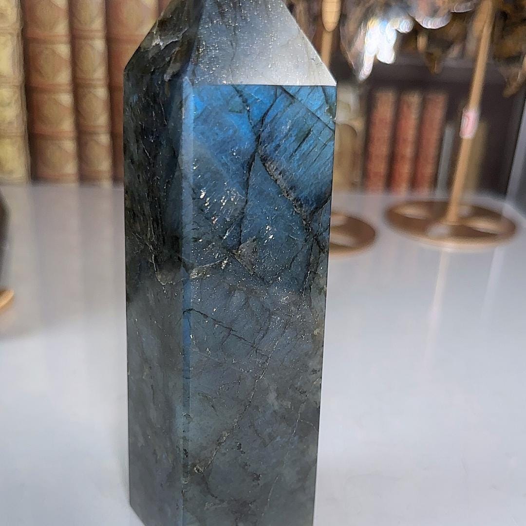 Large Flashy Labradorite Tower Crystal | Chakra Healing Reiki Stone | Perfect for Meditation