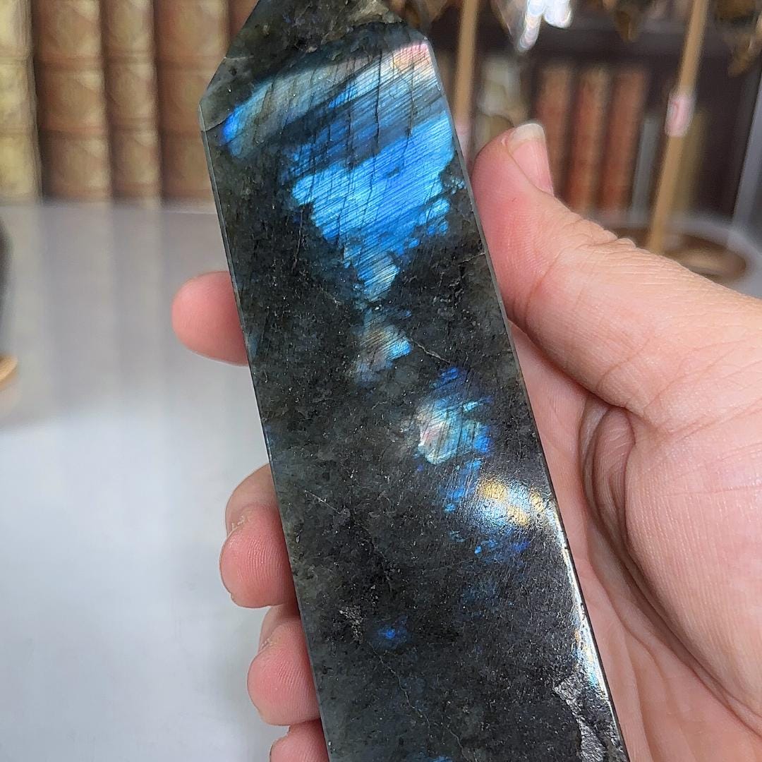 Large Flashy Labradorite Tower Crystal | Chakra Healing Reiki Stone | Perfect for Meditation