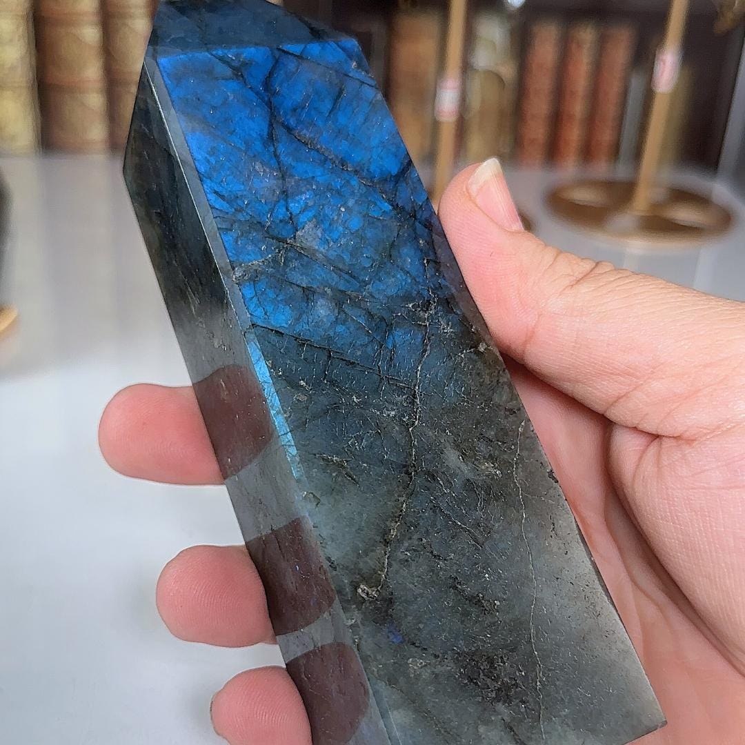 Large Flashy Labradorite Tower Crystal | Chakra Healing Reiki Stone | Perfect for Meditation