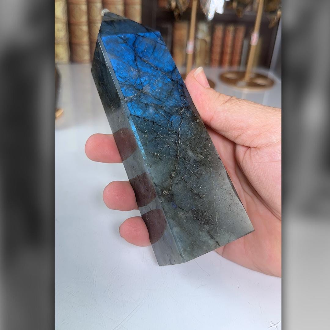 Large Flashy Labradorite Tower Crystal | Chakra Healing Reiki Stone | Perfect for Meditation