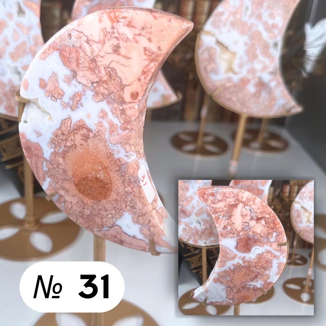 Pink Agate Moon With Stand | Cotton Candy Agate | High Quality Crystal | US Seller