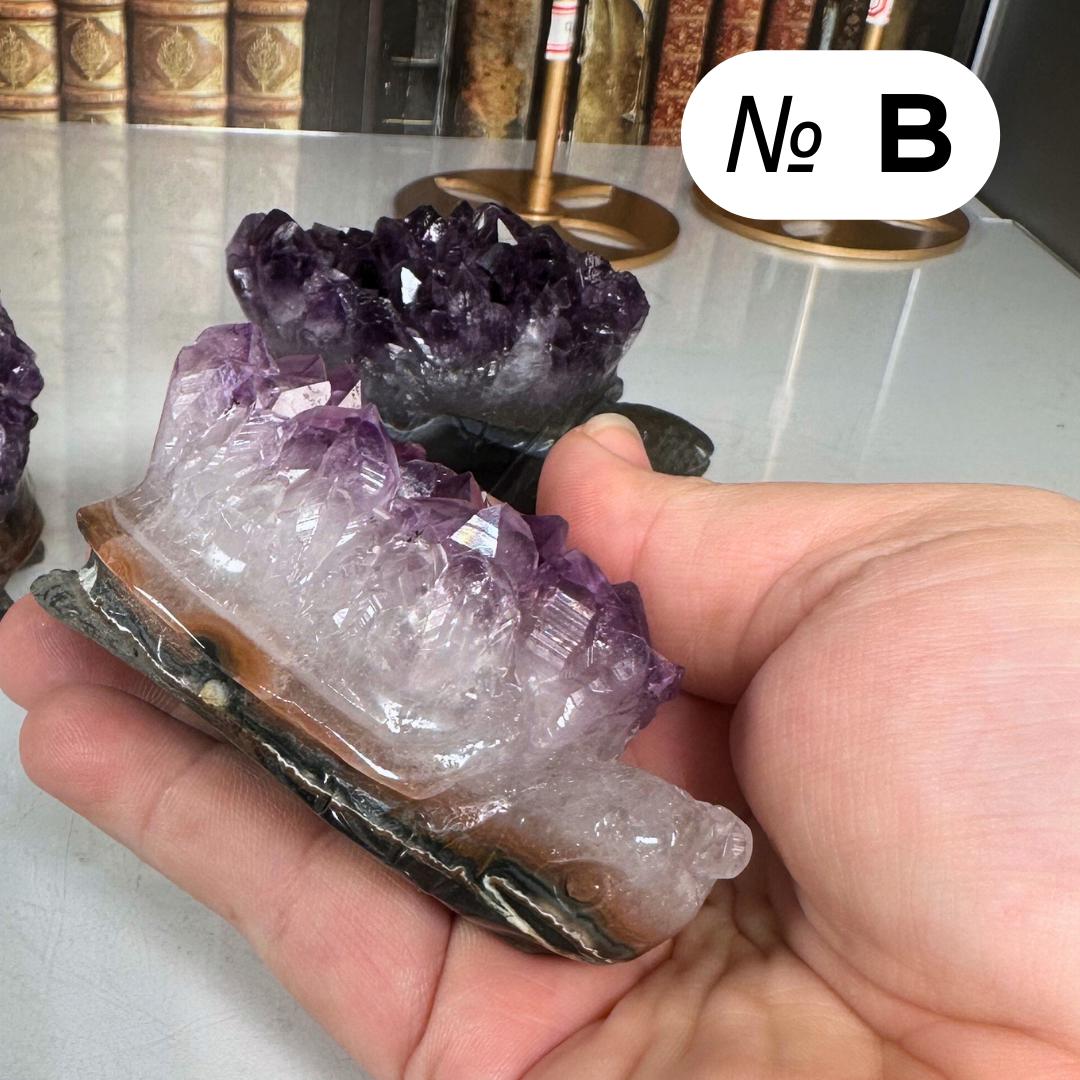 Druzy Agate Amethyst Turtle Crystal Carving Geode Statement Piece