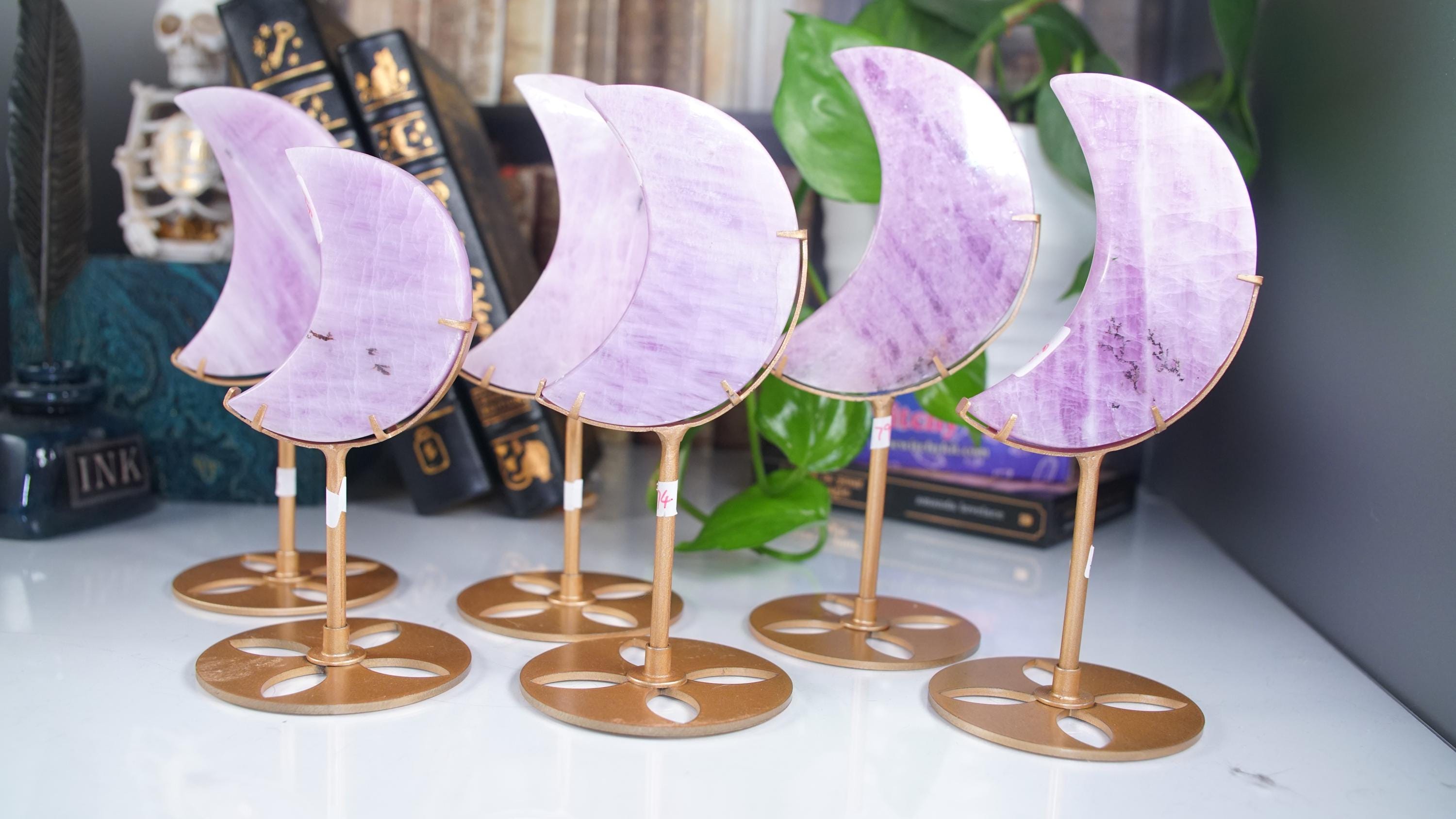 Pink Kunzite Moon With Stand | High Quality Crystal | US Seller