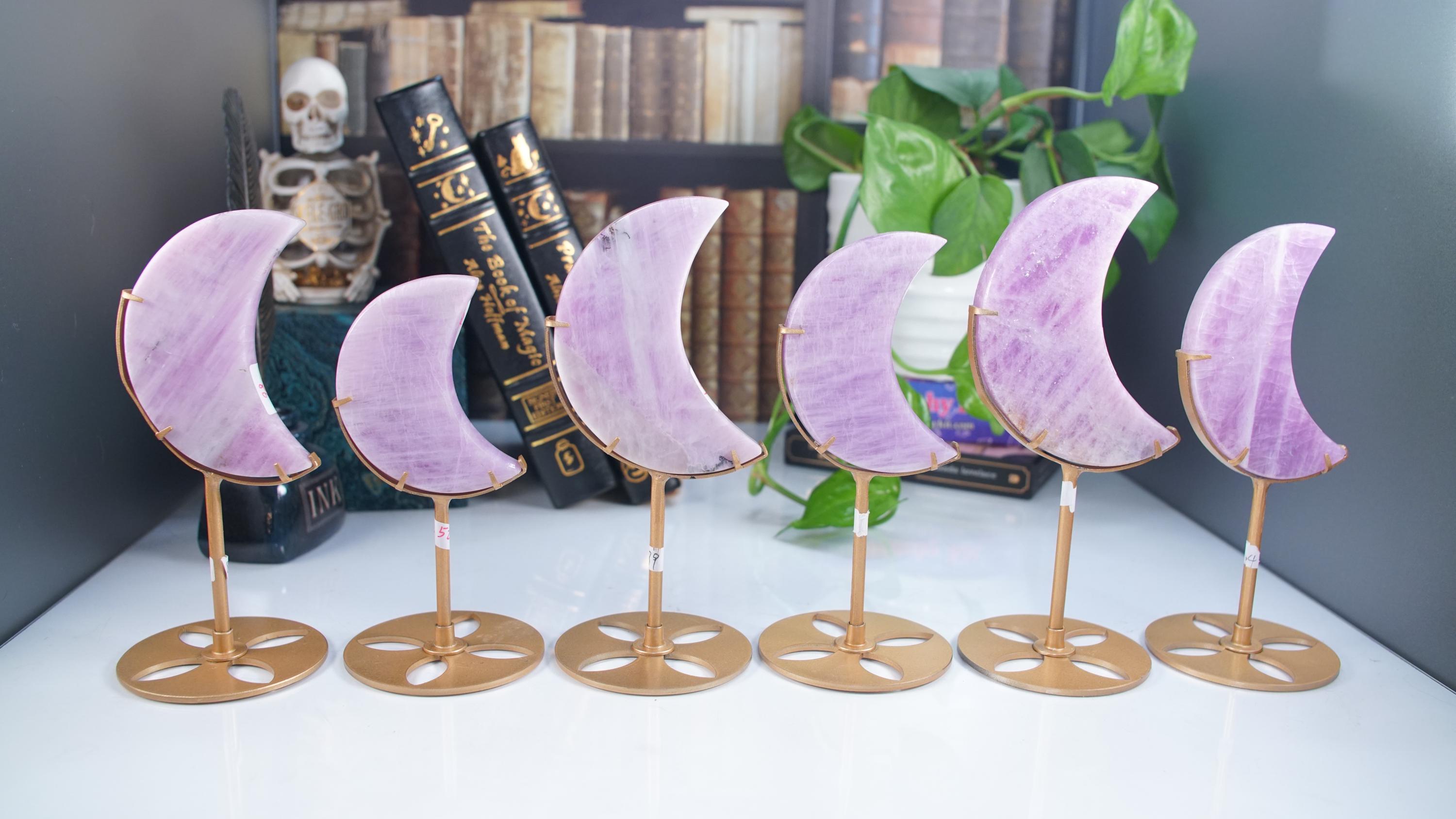 Pink Kunzite Moon With Stand | High Quality Crystal | US Seller