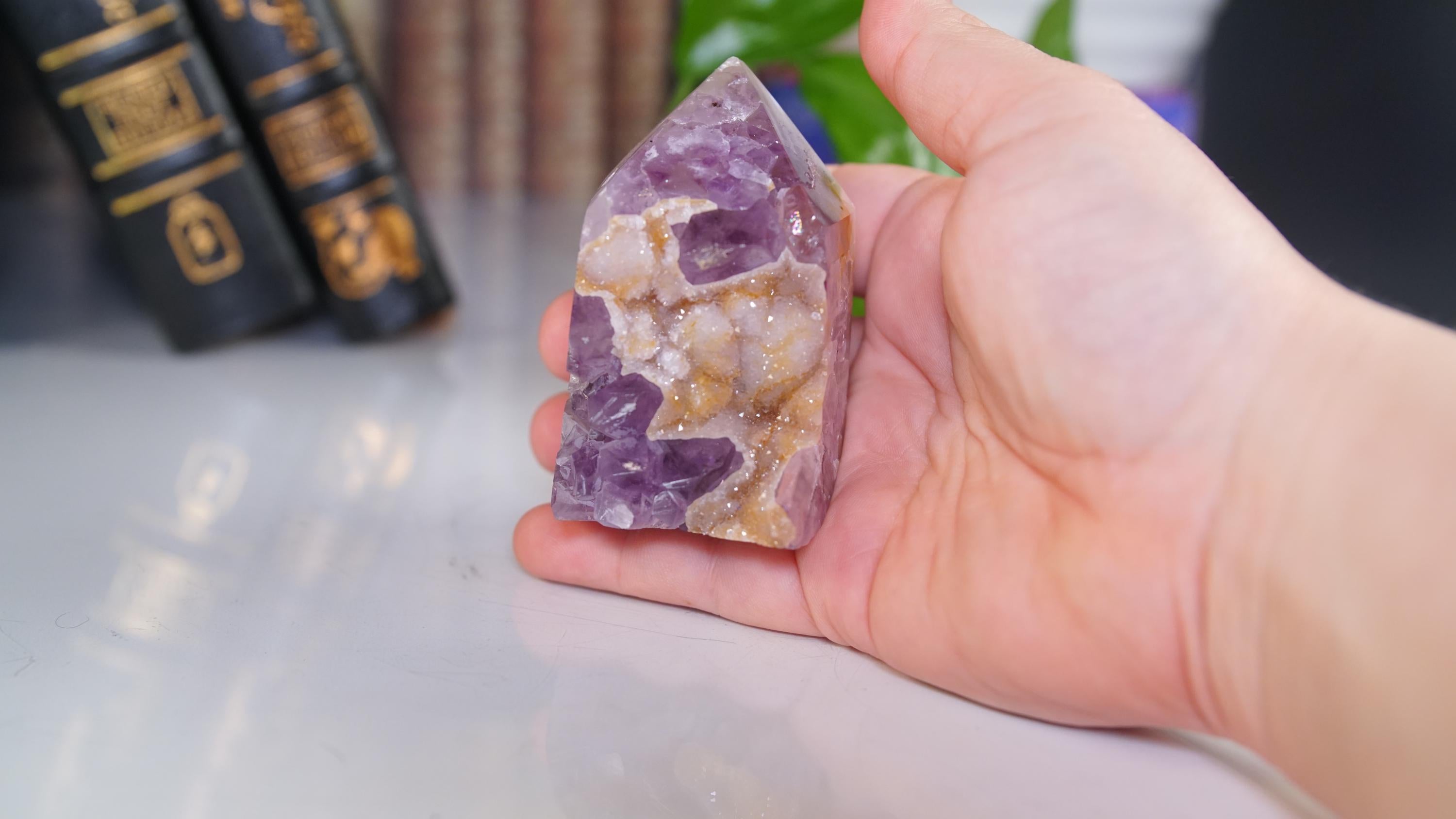 DRUZY Sugar Agate Amethyst Large Tower | Quartz Stone Stunning Statement Piece Home Decor High Quality