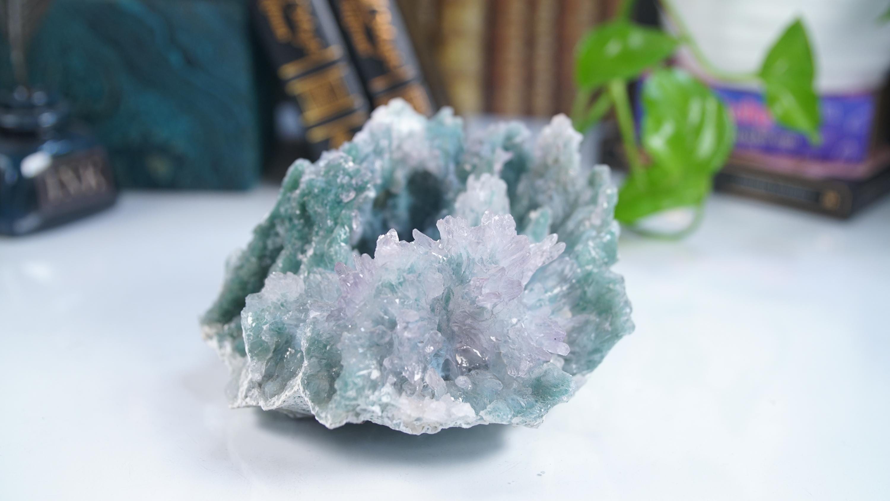 Amethyst Flower Cluster Crystal With Stand, Energy Healing Amethyst, Reiki Crystal Feng Shui Altar Home Decor Office
