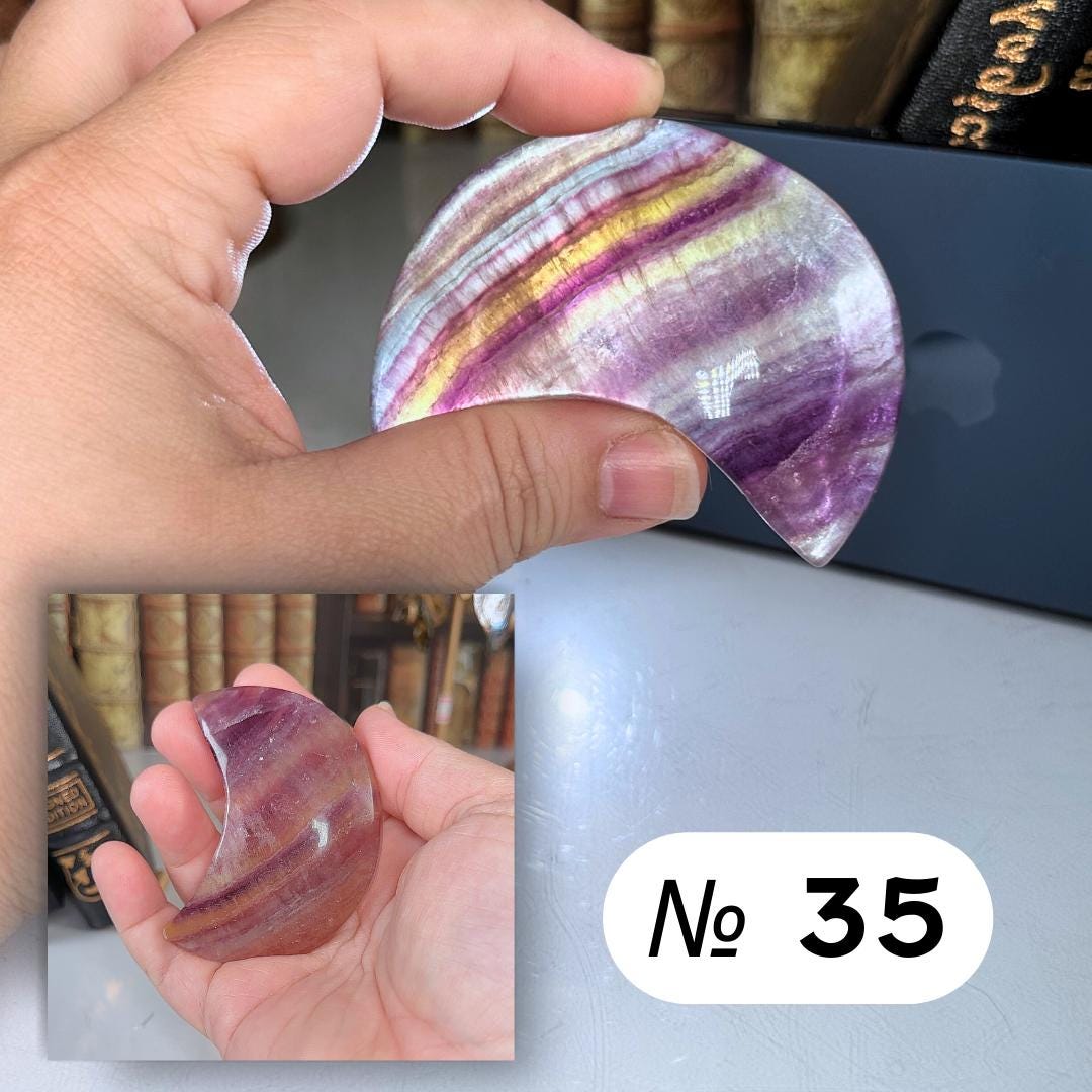 Candy Fluorite Moon Crystal Carving Head Energy Healing Reiki Altar Home Decor Feng Shui Gift