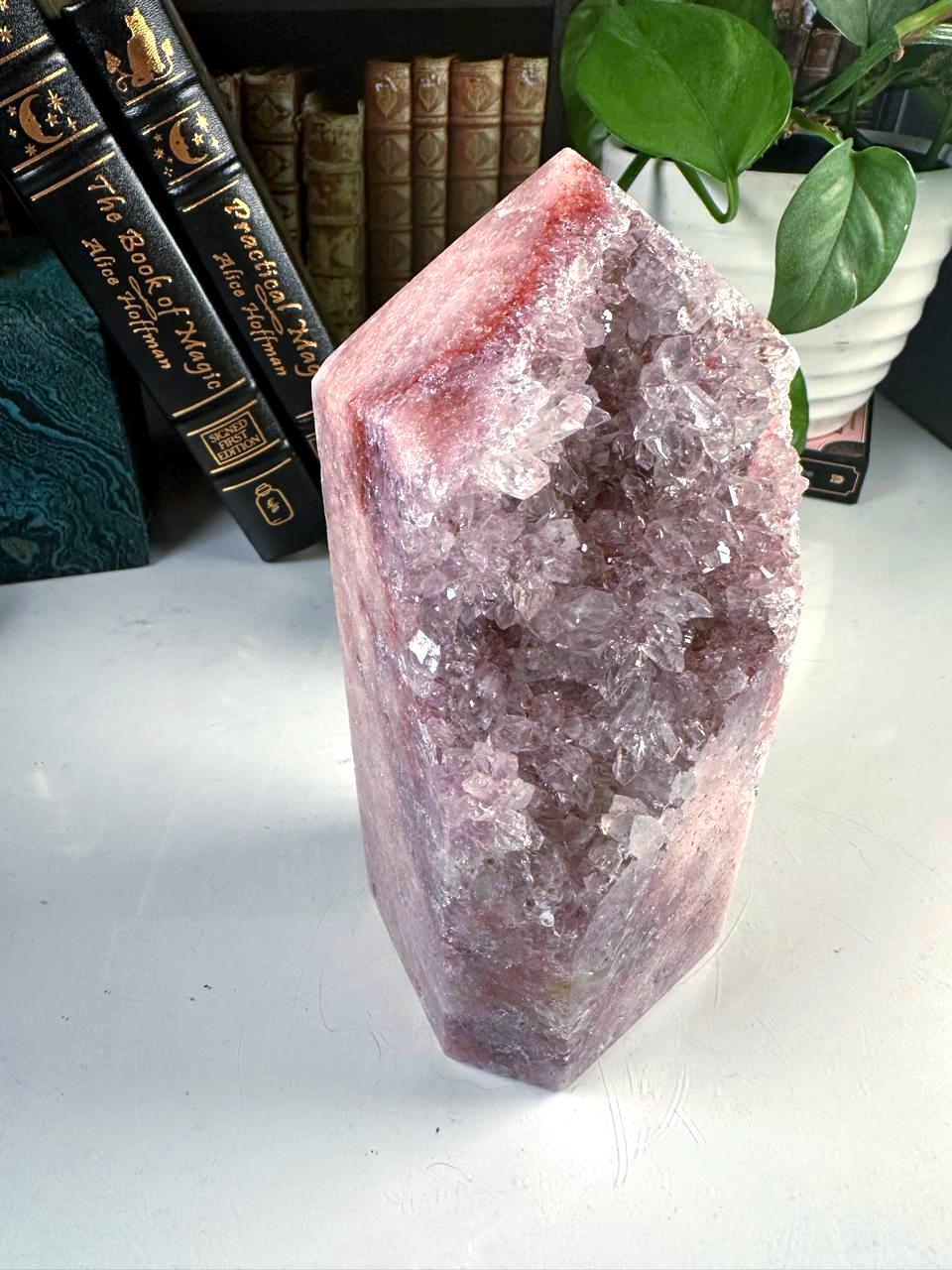 XL Druzy Pink Amethyst Jasper Agate Crystal Tower, Healing Tower, Crystal Tower, Chakra Healing, Reiki Healing Altar Calm Trust Grace