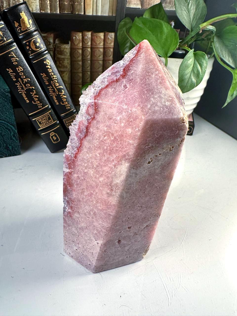 XL Druzy Pink Amethyst Jasper Agate Crystal Tower, Healing Tower, Crystal Tower, Chakra Healing, Reiki Healing Altar Calm Trust Grace