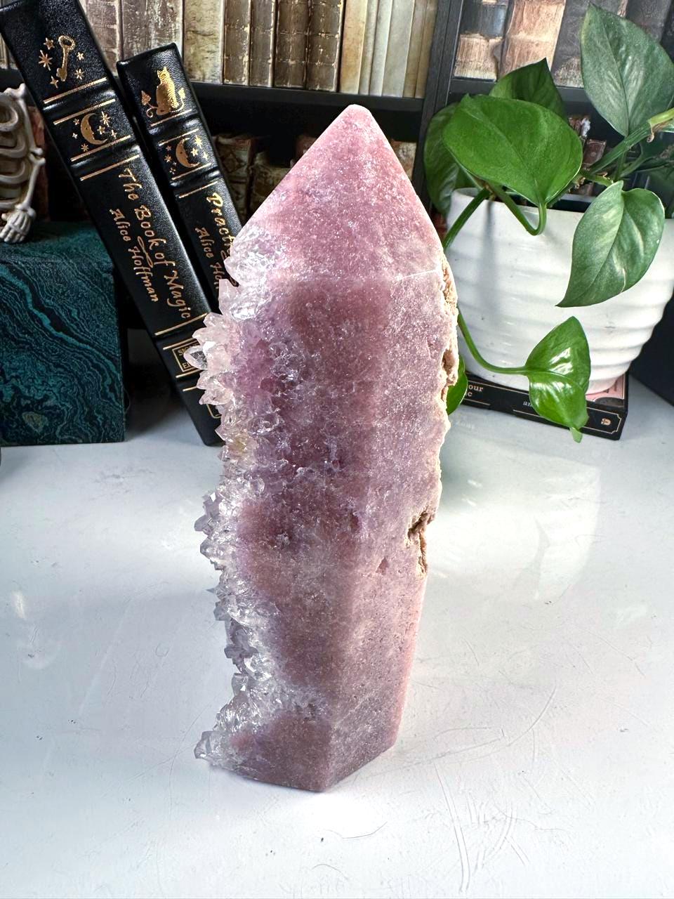 XL Druzy Pink Amethyst Jasper Agate Crystal Tower, Healing Tower, Crystal Tower, Chakra Healing, Reiki Healing Altar Calm Trust Grace