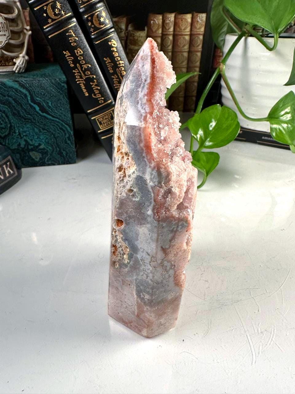 Druzy Pink Amethyst Jasper Agate Crystal Tower | US Seller | Chakra Healing, Reiki Healing Altar Calm Trust Grace