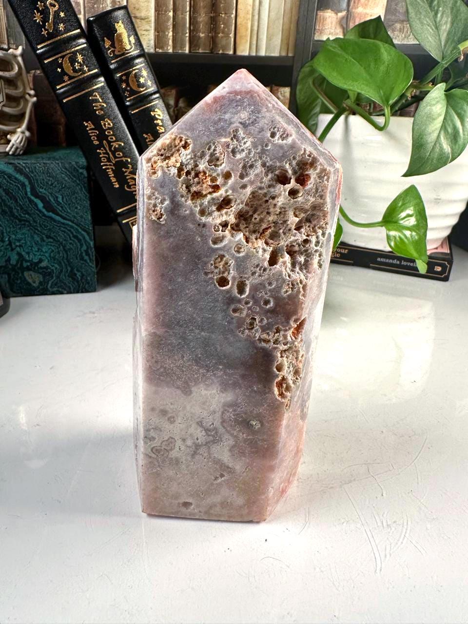 Druzy Pink Amethyst Jasper Agate Crystal Tower | US Seller | Chakra Healing, Reiki Healing Altar Calm Trust Grace