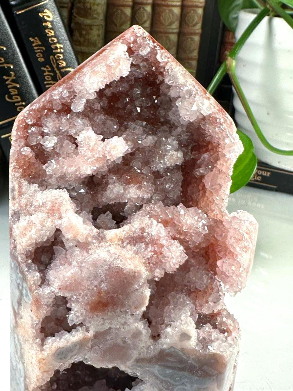 Druzy Pink Amethyst Jasper Agate Crystal Tower | US Seller | Chakra Healing, Reiki Healing Altar Calm Trust Grace