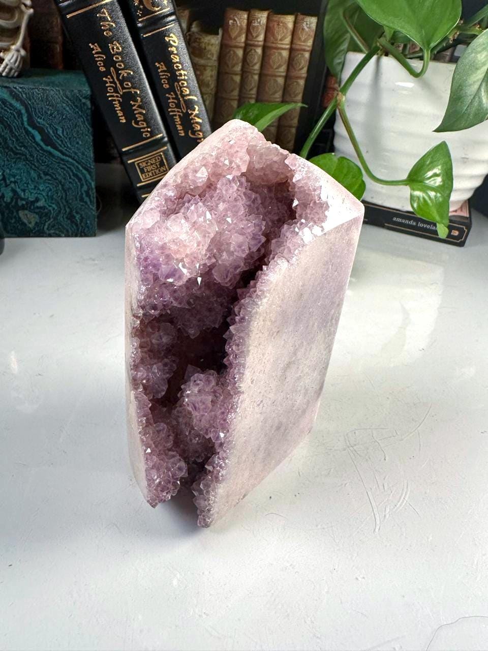 Druzy Pink Amethyst Jasper Agate Crystal Tower | US Seller | Chakra Healing, Reiki Healing Altar Calm Trust Grace