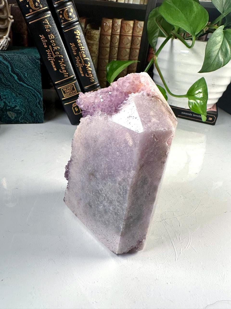 Druzy Pink Amethyst Jasper Agate Crystal Tower | US Seller | Chakra Healing, Reiki Healing Altar Calm Trust Grace