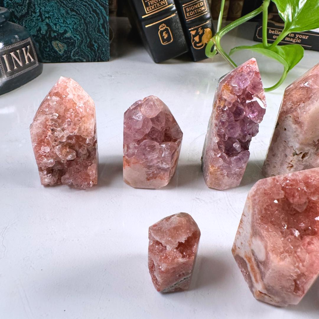 Druzy Pink Amethyst Jasper Agate Crystal Tower | US Seller | Chakra Healing, Reiki Healing Altar Calm Trust Grace