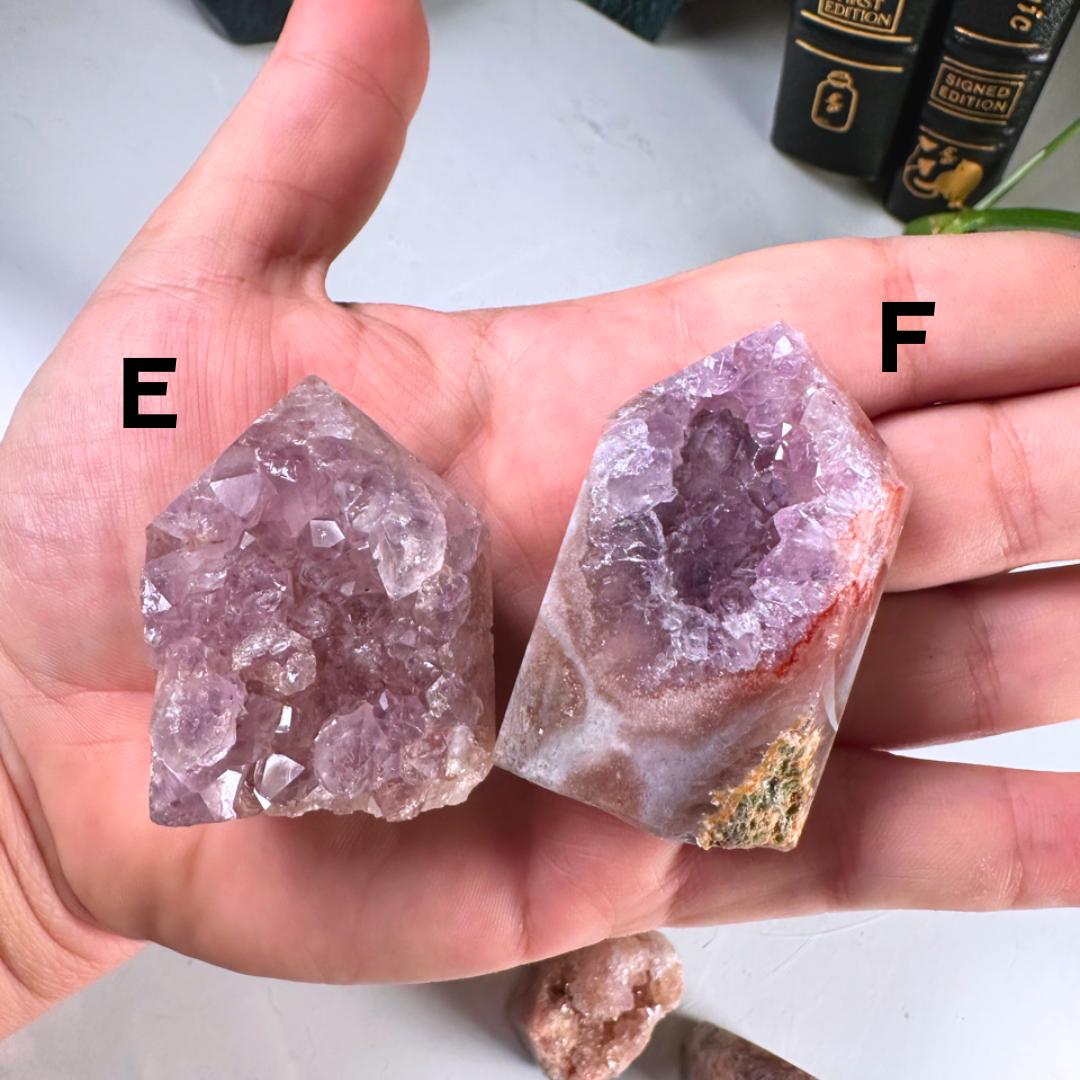 Druzy Pink Amethyst Jasper Agate Crystal Tower | US Seller | Chakra Healing, Reiki Healing Altar Calm Trust Grace