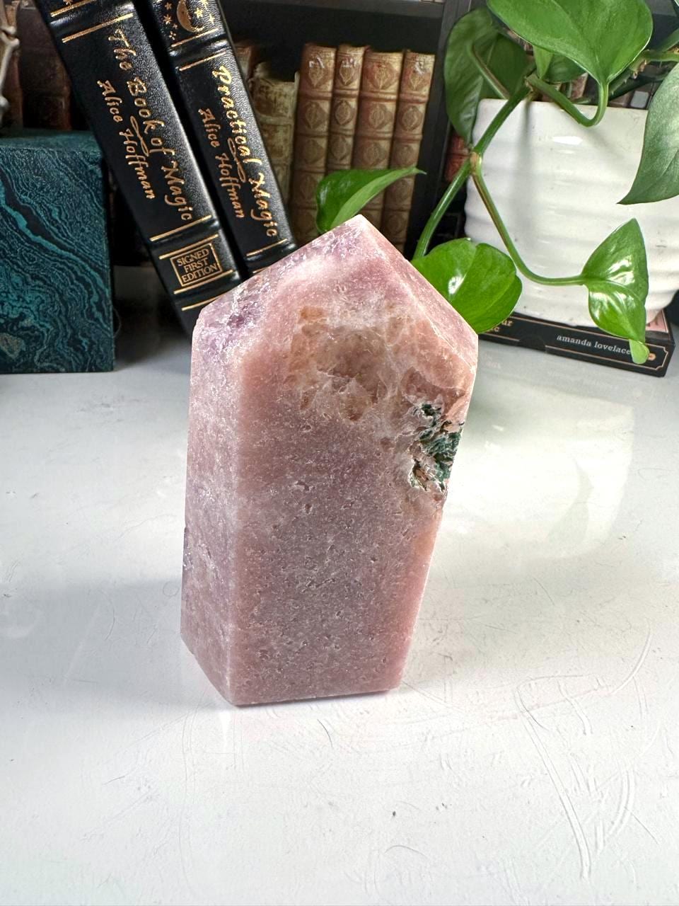 Druzy Pink Amethyst Jasper Agate Crystal Tower | US Seller | Chakra Healing, Reiki Healing Altar Calm Trust Grace