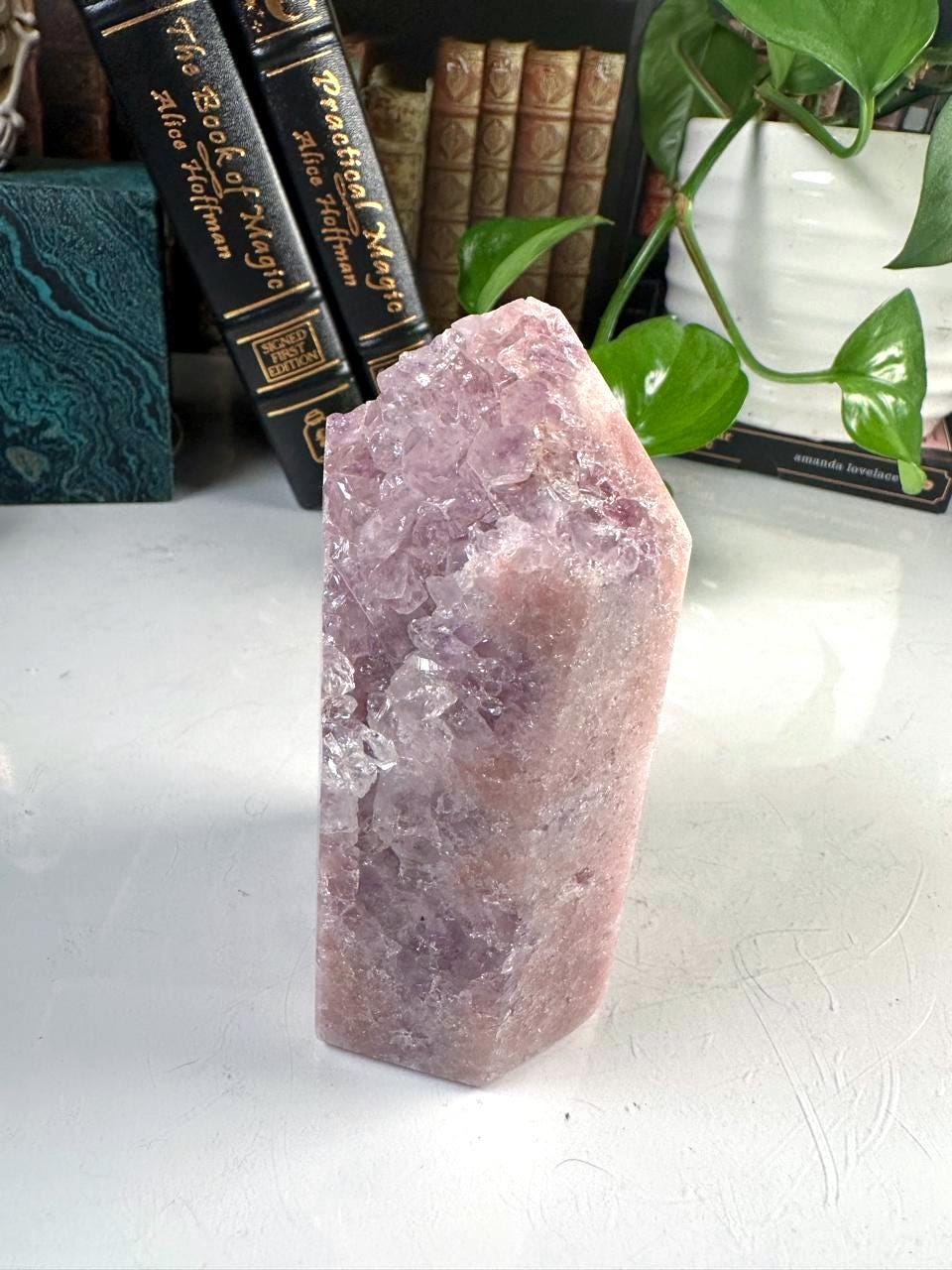 Druzy Pink Amethyst Jasper Agate Crystal Tower | US Seller | Chakra Healing, Reiki Healing Altar Calm Trust Grace